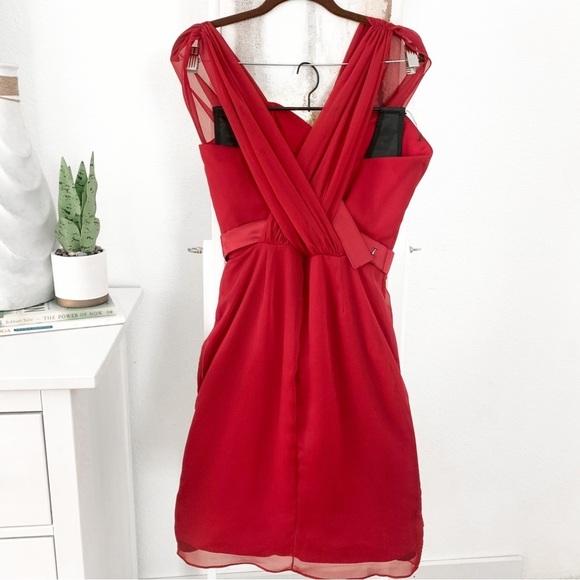 Lela Rose Sleeveless V Neck Short Bridesmaid Flame Dress by Dessy Size 10 - Picture 4 of 16